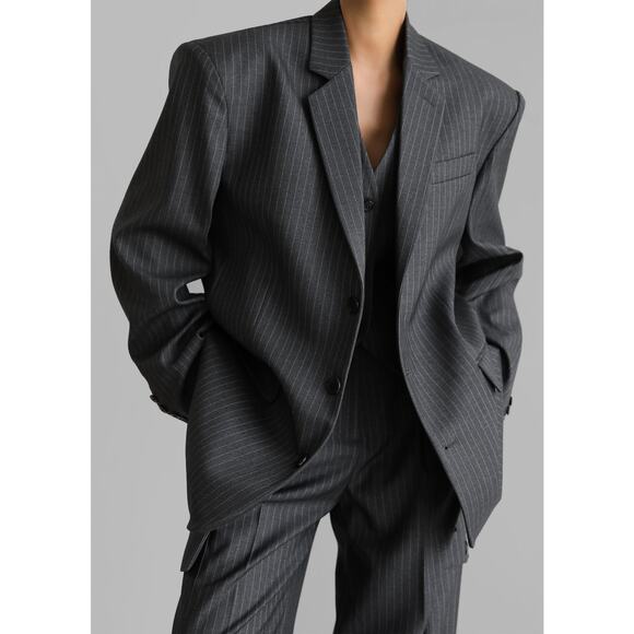The Frankie Shop Elise Blazer XS Grey/White Pinstripe